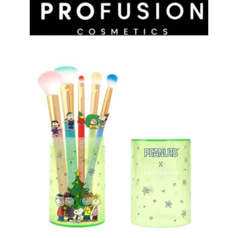 Profusion Cosmetics X Peanuts Holiday Merry & Bright Brush Set w/Cass